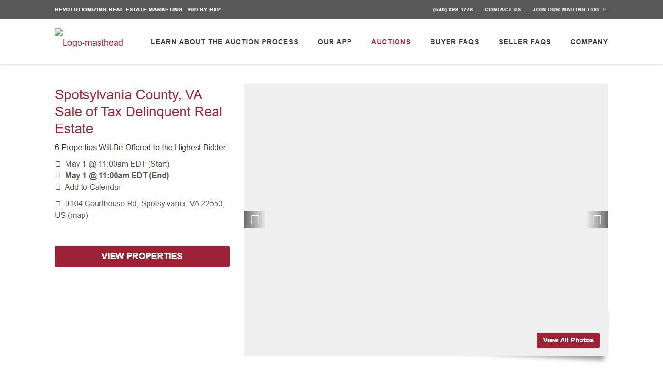 Spotsylvania County, VA Sale of Tax Delinquent Real Estate